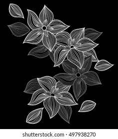 Delicate floral bouquet, hand-drawing style, card, invitation