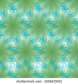 Delicate floral color pattern. Blend of green and azure colors. Seamless pattern vector illustration.