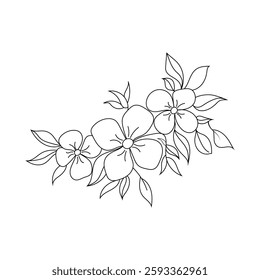 Delicate Floral Corner Decor Outline for Design Projects