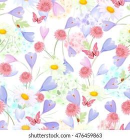 delicate floral design on the white background. seamless texture 