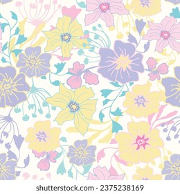 Delicate Floral Elegance in Repeating Pastel Pattern. Vintage Boho Delicate Pastel Background. Perfect for Wrapping Paper, Packaging, Textile, and Decor. 