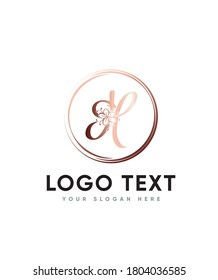 Delicate floral elements and Characters decorated letter type H  logo template, Vector logo for business and company identity 