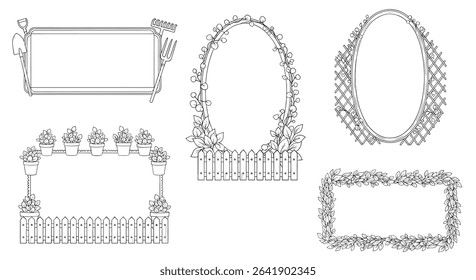 Delicate Floral and Foliage Frame Borders for Springtime Card Designs