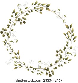 Delicate floral frame illustration in vector. Invitation design with leaves, geometric frame. Greenery Vector illustration.