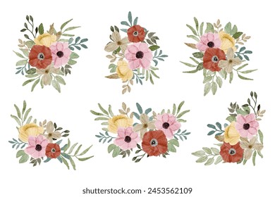 delicate floral garden watercolor bouquet collection