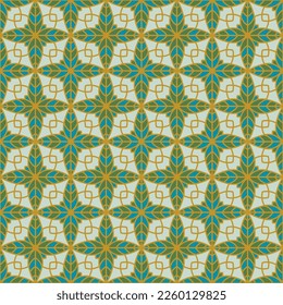 Delicada geometría floral patrón de mosaico vectorial sin soldadura. Ornamento de muestra geométrica retro. Diseño abstracto de baldosas que repiten flores. Motif bohemio arabesco