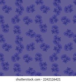 Delicate floral line seamless pattern. Vintage flower background. Design for fabric, textile print, wrapping, cover. Vector illustration