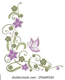 Delicate floral motif with butterfly