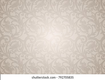 Delicate floral ornament with flowers and curls in a retro style