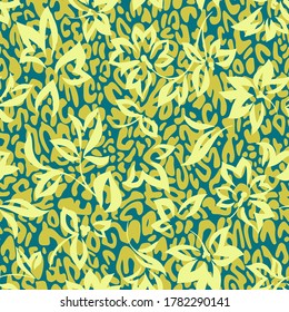 Delicate floral ornament. Simple abstract garden flowers silhouettes on spotted texture. Flat design. Nature motif. Botanical seamless pattern. Good for textile and fabric.