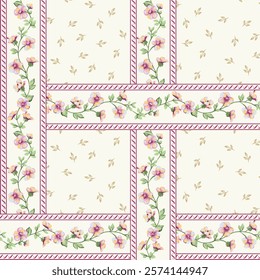 Delicate Floral Patchwork Pattern Design for Fabrics