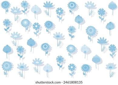 Patrón floral delicado con flores azules en un fondo blanco para el diseño de la tela, el Fondo de pantalla, el embalaje