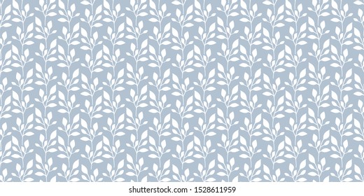 Delicate floral pattern for fashion prints. Seamless plant design for background textile, wallpapers, wrapping, paper. White on blue.