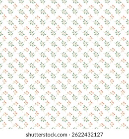 Padrão floral delicado com flores e folhas desenhadas à mão, perfeito para fins de design, têxteis ou papéis de parede. O design leve e elegante cria estética intemporal, decorativa e natural
