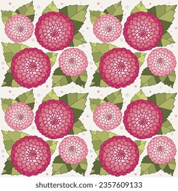 The delicate floral pattern of pink dahlias. Vector illustration. 