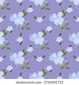 Delicate Floral Pattern: Repeating blooms in soft hues grace a serene lilac backdrop, evoking a sense of calm and natural elegance. 