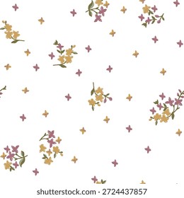 Diseño de impresión textil de fondo inconsútil de delicado patrón floral