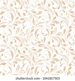 Delicate floral pattern. Seamless ornamental texture for background  fabric, paper, wrapping and wallpaper. Beige color.