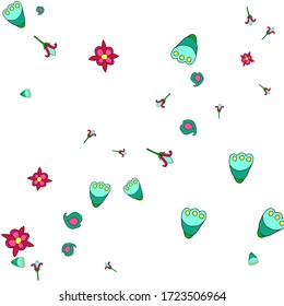 Delicate Floral Pattern with Simple Flowers for Greeting Card or Poster. Naive Daisy Flowers in Primitive Style. Vector Background for Spring or Summer Design.
