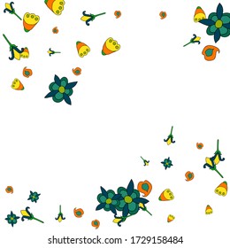 Delicado patrón floral con flores simples para tarjeta de felicitación o afiche. Flores naif de margarita en estilo primitivo. Fondo vectorial para el diseño de primavera o verano.
