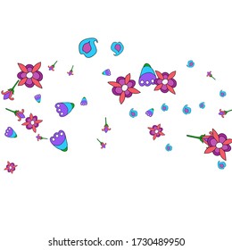 Delicate Floral Pattern with Simple Flowers for Greeting Card or Poster. Naive Daisy Flowers in Primitive Style. Vector Background for Spring or Summer Design.
