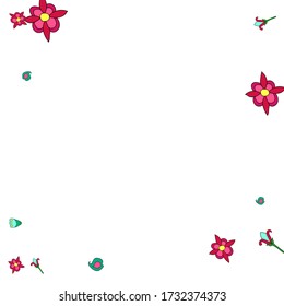 Delicate Floral Pattern with Simple Flowers for Greeting Card or Poster. Naive Daisy Flowers in Primitive Style. Vector Background for Spring or Summer Design.
