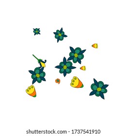 Delicado patrón floral con flores simples para tarjeta de felicitación o afiche. Flores naif de margarita en estilo primitivo. Fondo vectorial para el diseño de primavera o verano.
