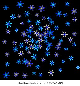 Delicate Floral Pattern with Simple Little Flowers for Greeting Card or Poster. Naive Daisy Flowers in Primitive Style. Vector Background for Spring or Summer Design.