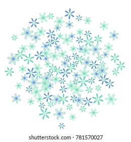 Delicate Floral Pattern with Simple Little Flowers for Greeting Card or Poster. Naive Daisy Flowers in Primitive Style. Vector Background for Spring or Summer Design.