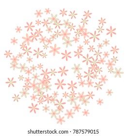 Delicate Floral Pattern with Simple Little Flowers for Greeting Card or Poster. Naive Daisy Flowers in Primitive Style. Vector Background for Spring or Summer Design.