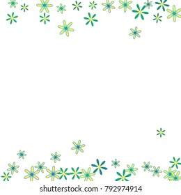 Delicate Floral Pattern with Simple Little Flowers for Greeting Card or Poster. Naive Daisy Flowers in Primitive Style. Vector Background for Spring or Summer Design.