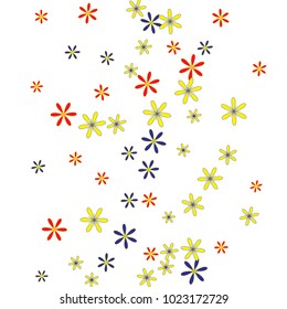 Delicate Floral Pattern with Simple Small Flowers for Greeting Card or Poster. Naive Daisy Flowers in Primitive Style. Vector Background for Spring or Summer Design.
