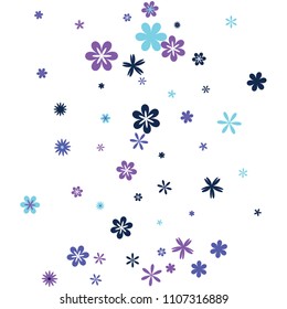 Delicate Floral Pattern with Simple Small Flowers for Greeting Card or Poster. Naive Daisy Flowers in Primitive Style. Vector Background for Spring or Summer Design.
