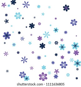 Delicate Floral Pattern with Simple Small Flowers for Greeting Card or Poster. Naive Daisy Flowers in Primitive Style. Vector Background for Spring or Summer Design.