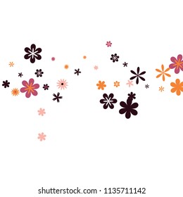 Delicate Floral Pattern with Simple Small Flowers for Greeting Card or Poster. Naive Daisy Flowers in Primitive Style. Vector Background for Spring or Summer Design.
