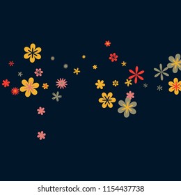 Delicate Floral Pattern with Simple Small Flowers for Greeting Card or Poster. Naive Daisy Flowers in Primitive Style. Vector Background for Spring or Summer Design.
