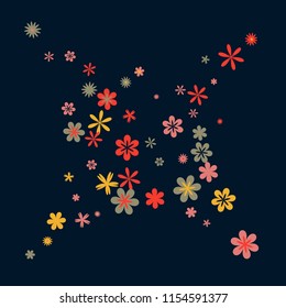 Delicate Floral Pattern with Simple Small Flowers for Greeting Card or Poster. Naive Daisy Flowers in Primitive Style. Vector Background for Spring or Summer Design.
