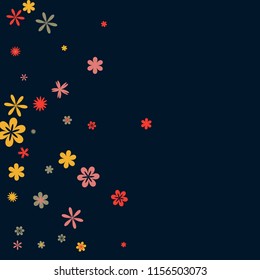 Delicate Floral Pattern with Simple Small Flowers for Greeting Card or Poster. Naive Daisy Flowers in Primitive Style. Vector Background for Spring or Summer Design.
