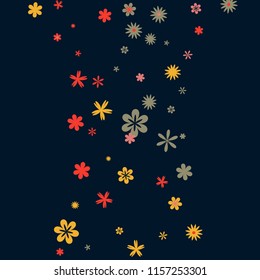 Delicate Floral Pattern with Simple Small Flowers for Greeting Card or Poster. Naive Daisy Flowers in Primitive Style. Vector Background for Spring or Summer Design.
