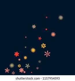 Delicate Floral Pattern with Simple Small Flowers for Greeting Card or Poster. Naive Daisy Flowers in Primitive Style. Vector Background for Spring or Summer Design.
