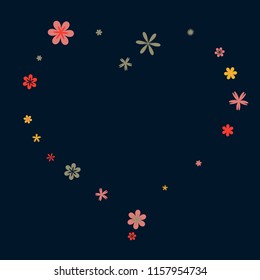Delicate Floral Pattern with Simple Small Flowers for Greeting Card or Poster. Naive Daisy Flowers in Primitive Style. Vector Background for Spring or Summer Design.
