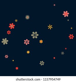 Delicate Floral Pattern with Simple Small Flowers for Greeting Card or Poster. Naive Daisy Flowers in Primitive Style. Vector Background for Spring or Summer Design.
