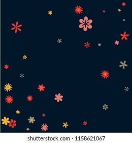 Delicate Floral Pattern with Simple Small Flowers for Greeting Card or Poster. Naive Daisy Flowers in Primitive Style. Vector Background for Spring or Summer Design.
