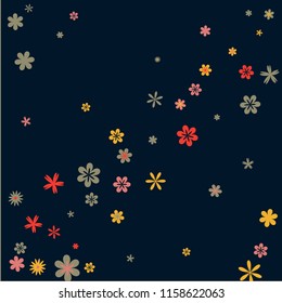 Delicate Floral Pattern with Simple Small Flowers for Greeting Card or Poster. Naive Daisy Flowers in Primitive Style. Vector Background for Spring or Summer Design.
