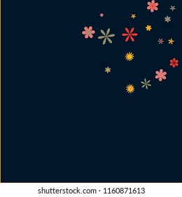 Delicate Floral Pattern with Simple Small Flowers for Greeting Card or Poster. Naive Daisy Flowers in Primitive Style. Vector Background for Spring or Summer Design.
