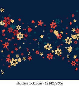 Delicate Floral Pattern with Simple Small Flowers for Greeting Card or Poster. Naive Daisy Flowers in Primitive Style. Vector Background for Spring or Summer Design.
