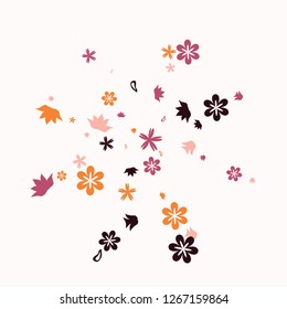 Delicate Floral Pattern with Simple Small Flowers for Greeting Card or Poster. Naive Daisy Flowers in Primitive Style. Vector Background for Spring or Summer Design.

