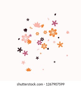 Delicate Floral Pattern with Simple Small Flowers for Greeting Card or Poster. Naive Daisy Flowers in Primitive Style. Vector Background for Spring or Summer Design.
