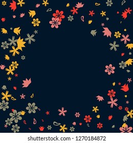 Delicate Floral Pattern with Simple Small Flowers for Greeting Card or Poster. Naive Daisy Flowers in Primitive Style. Vector Background for Spring or Summer Design.
