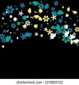 Delicate Floral Pattern with Simple Small Flowers for Greeting Card or Poster. Naive Daisy Flowers in Primitive Style. Vector Background for Spring or Summer Design.

